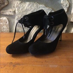 Cole Haan Black Suede Mary Jane Heels, 5.5B